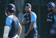 Shardul Thakur in action during an India Nets Session